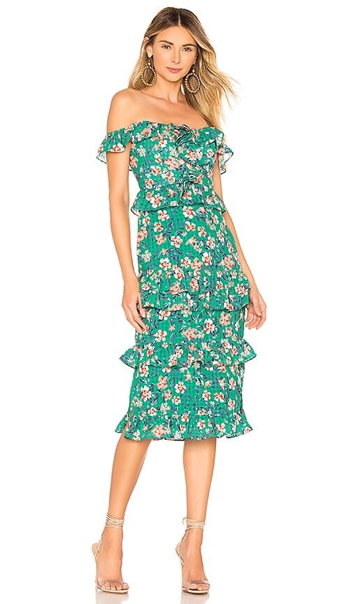 Tularosa Lily Hotsell Dress Size L Green Ginham Ruffles