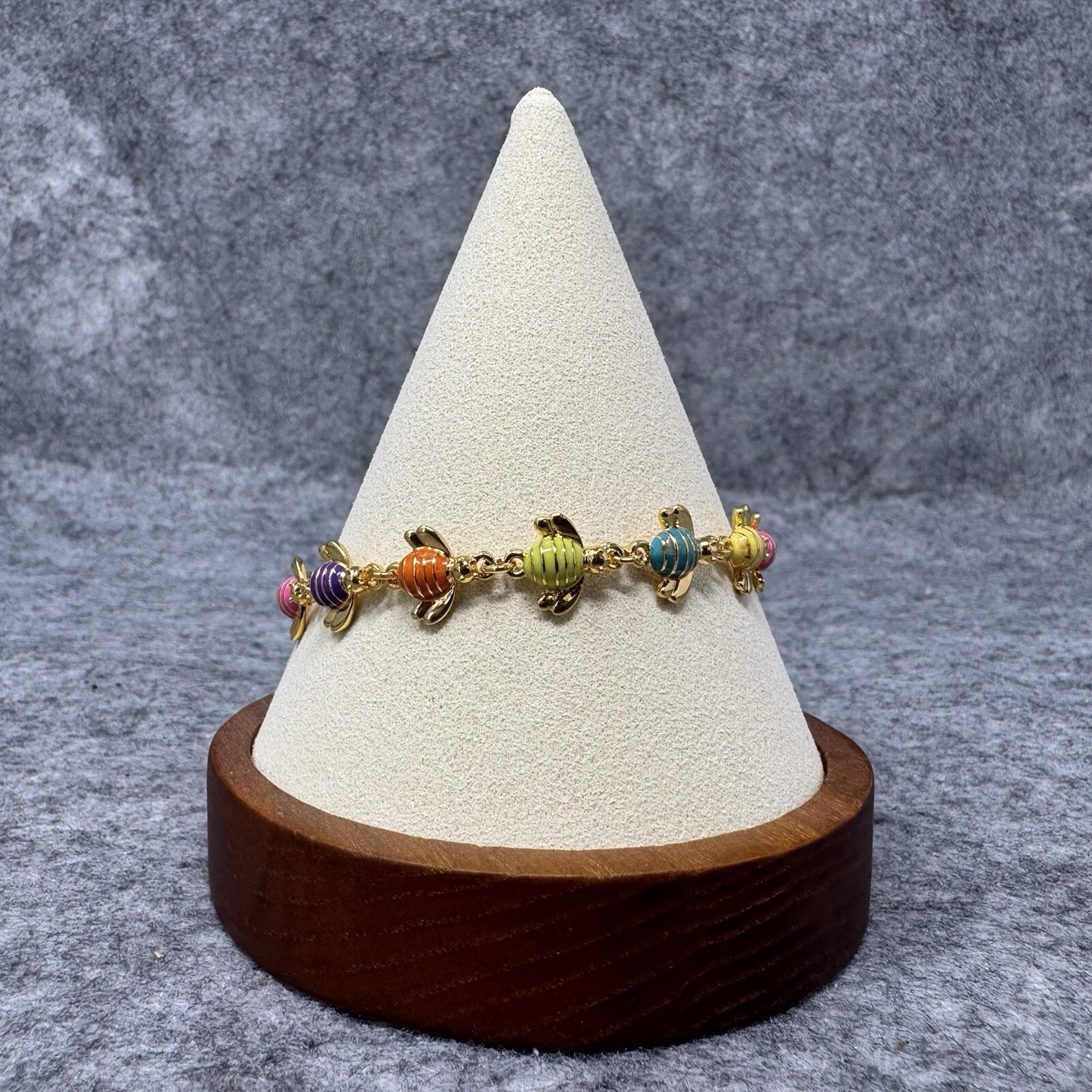 Joan Rivers Sweet Bee Bracelet Multicolor Enamel Gold Tone Summer Vintage Signed