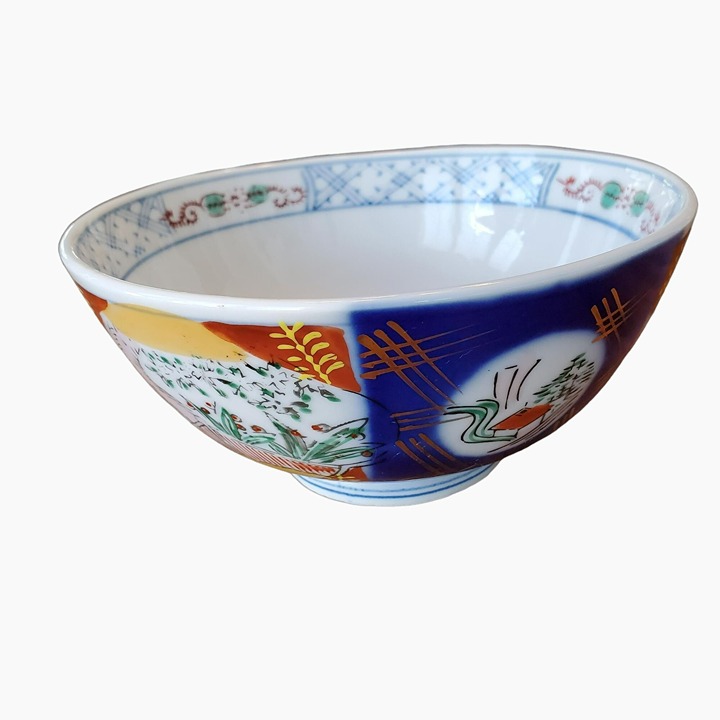 Vintage Japanese Imari Porcelain Hand Painted Bowl, 6.25\