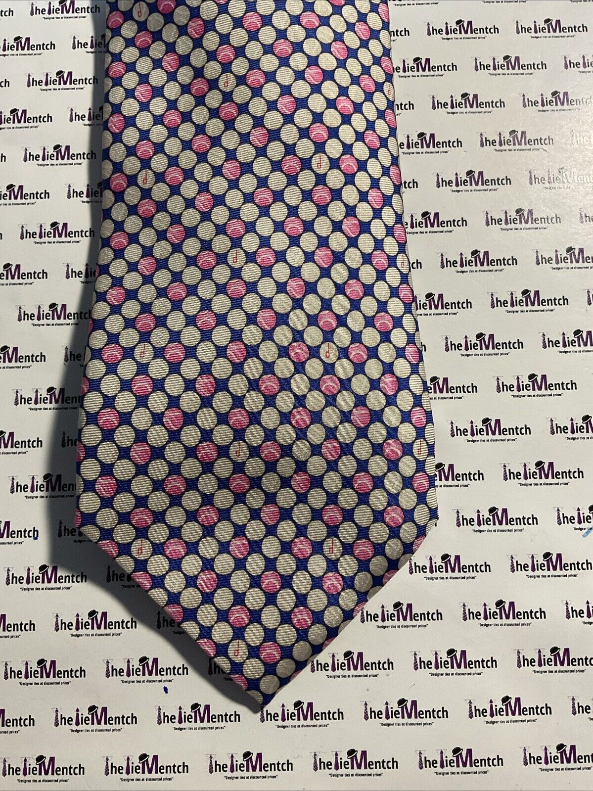 Vintage DUNHILL LONDON Silk Tennis Balls Pattern Tie 3.75” GREAT CONDITION