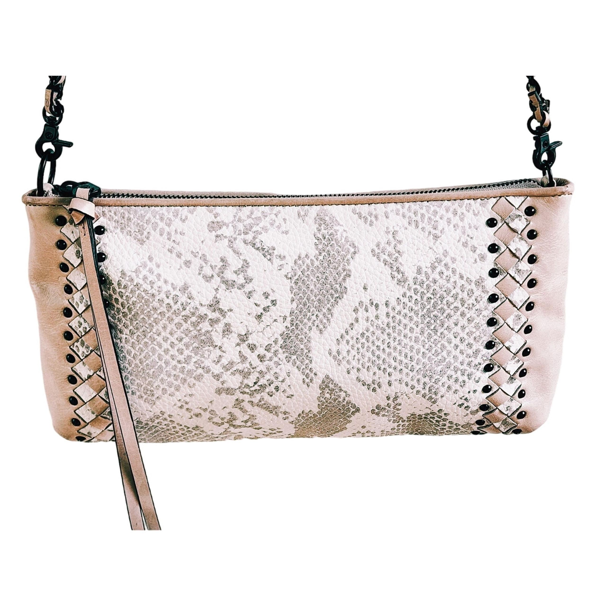 Elliott Lucca Crossbody Bag 100% Leather Neutral Snake Detachable Chain Strap