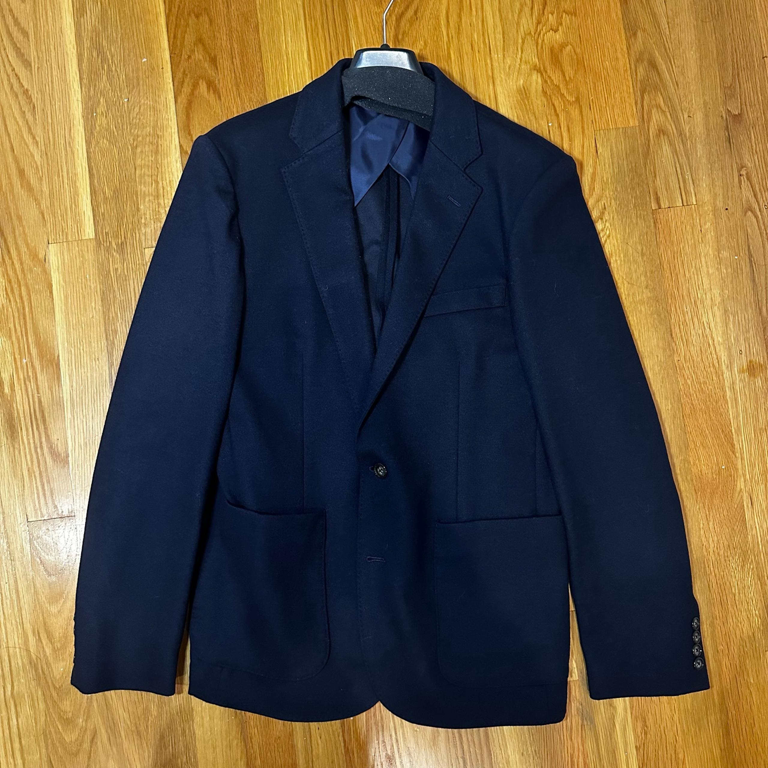 J.Crew Men Navy Slim Fit Knit Suit Jacket In Wool-Cotton Blend Size M