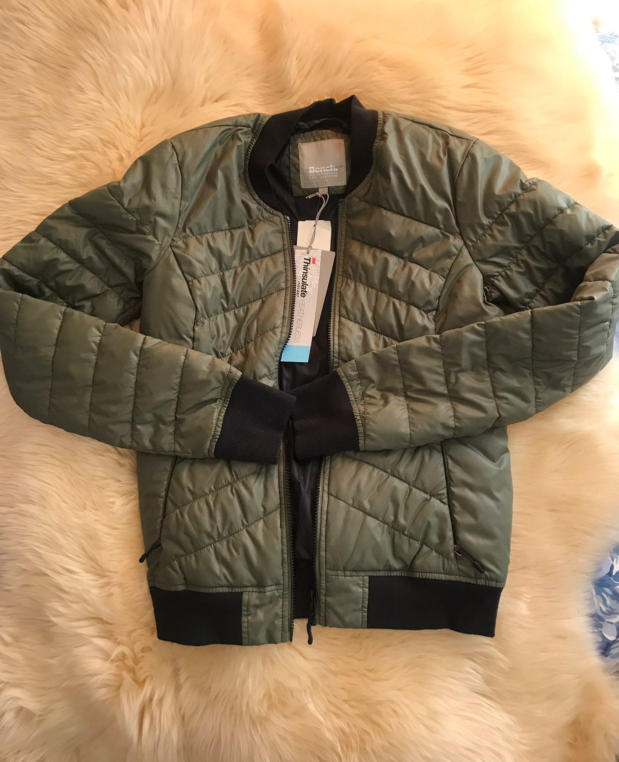 Green Puffer Bomber Jacket