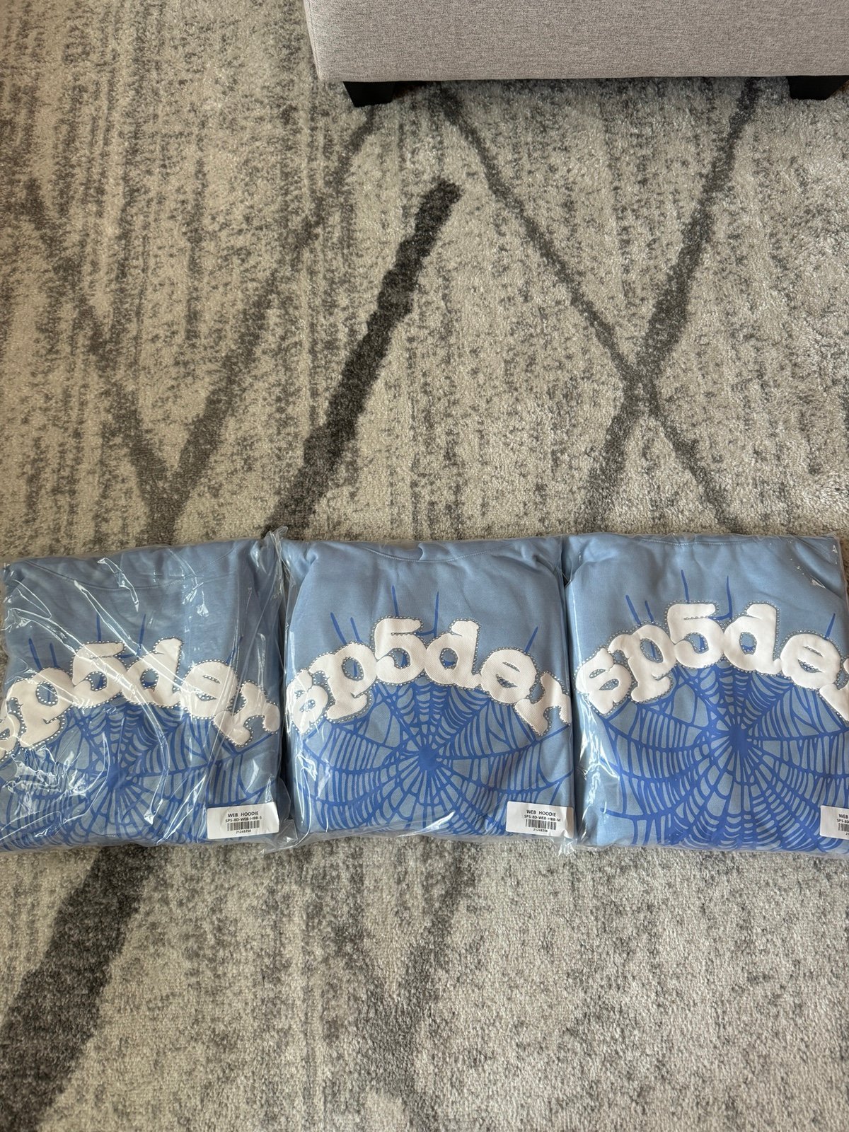 Sp5der Hoodies Sky blue Size S, M, L