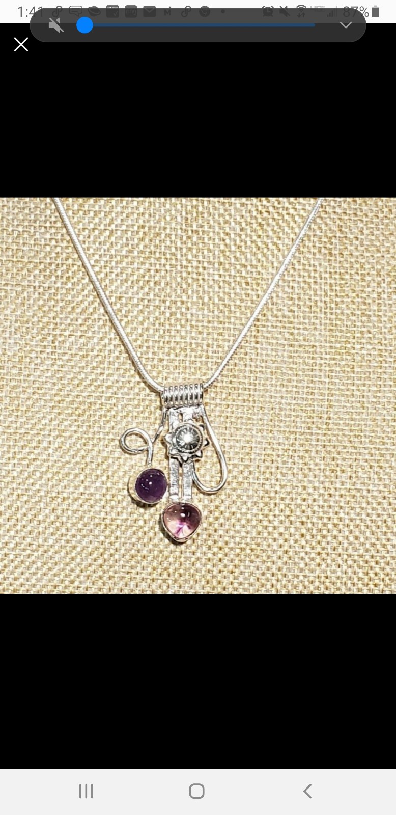 Sage Amethyst Gemstone 925 silver pendant necklace