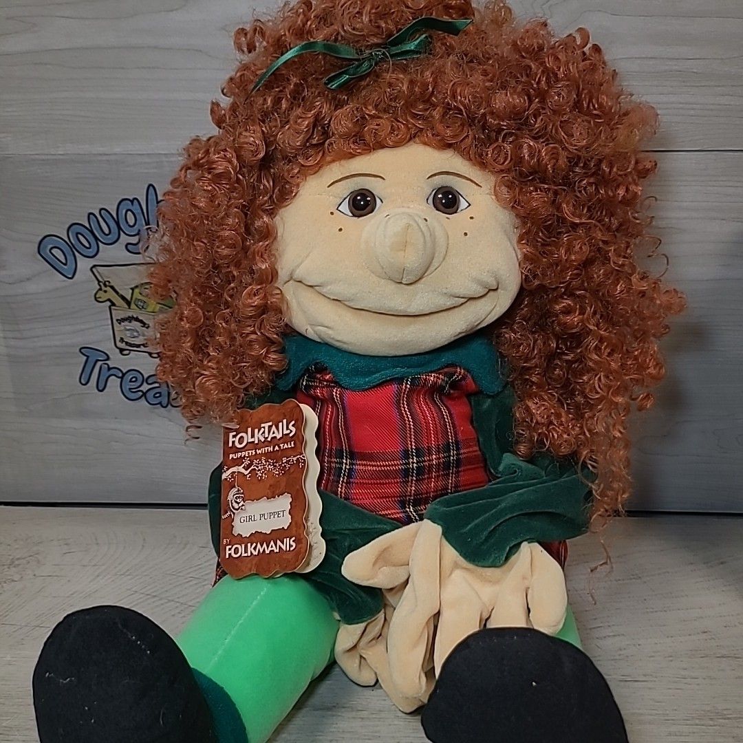 Folktails Folkmanis Furry Folk 23” Puppet Girl Curly Red Hair WITH TAGS Vintage