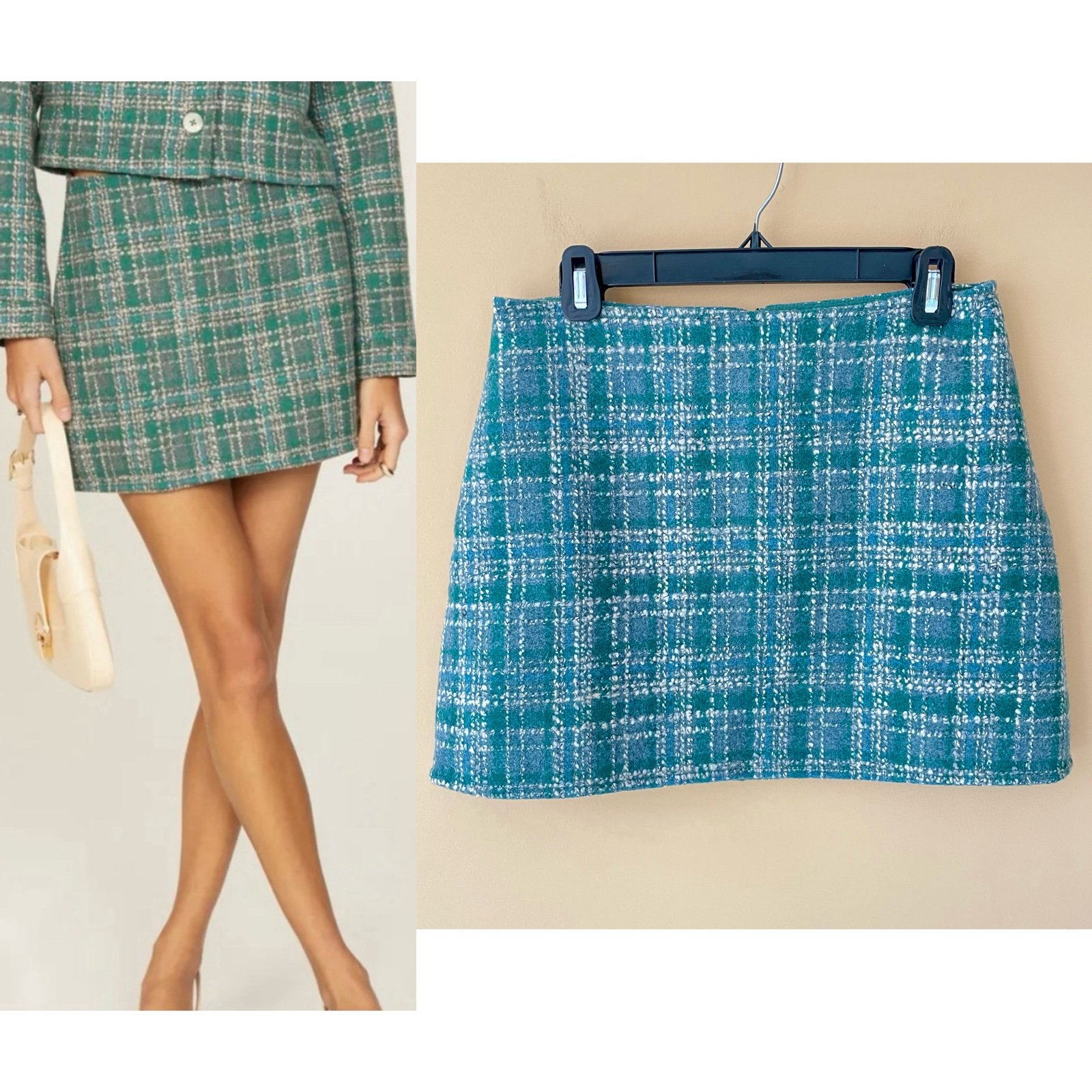 REFORMATION Jennie Skirt in Green Tweed