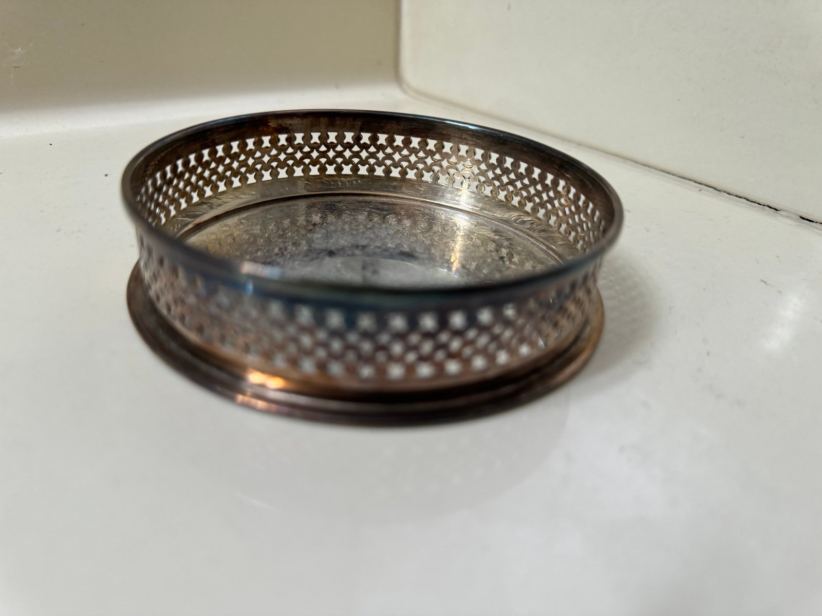WALLACE Silverplate Wine Bottle Coaster or Coaster Holder vintage antique Victor