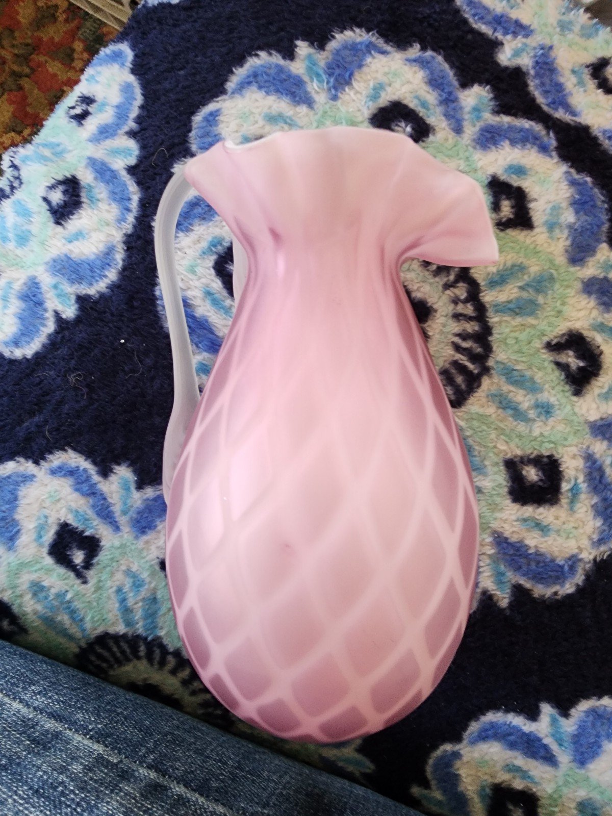 Antique Victorian satin glass pitcher