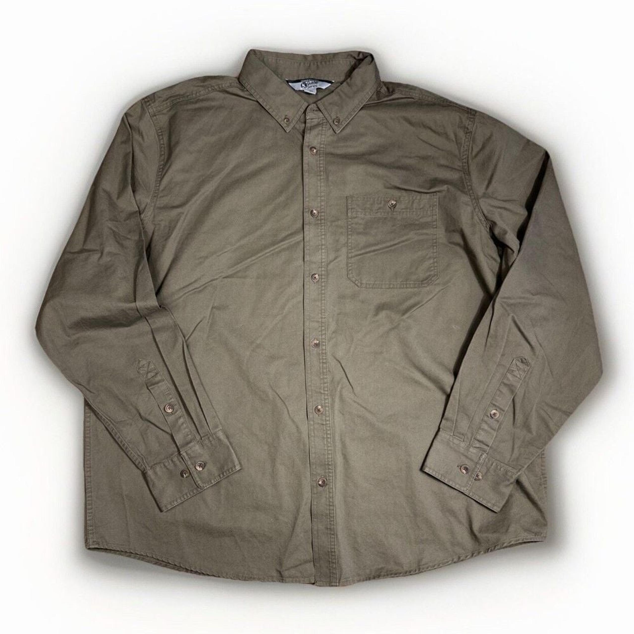 Gander Mountain Guide Series Mens 2XL Shirt Long Sleeve Button Down khaki Green