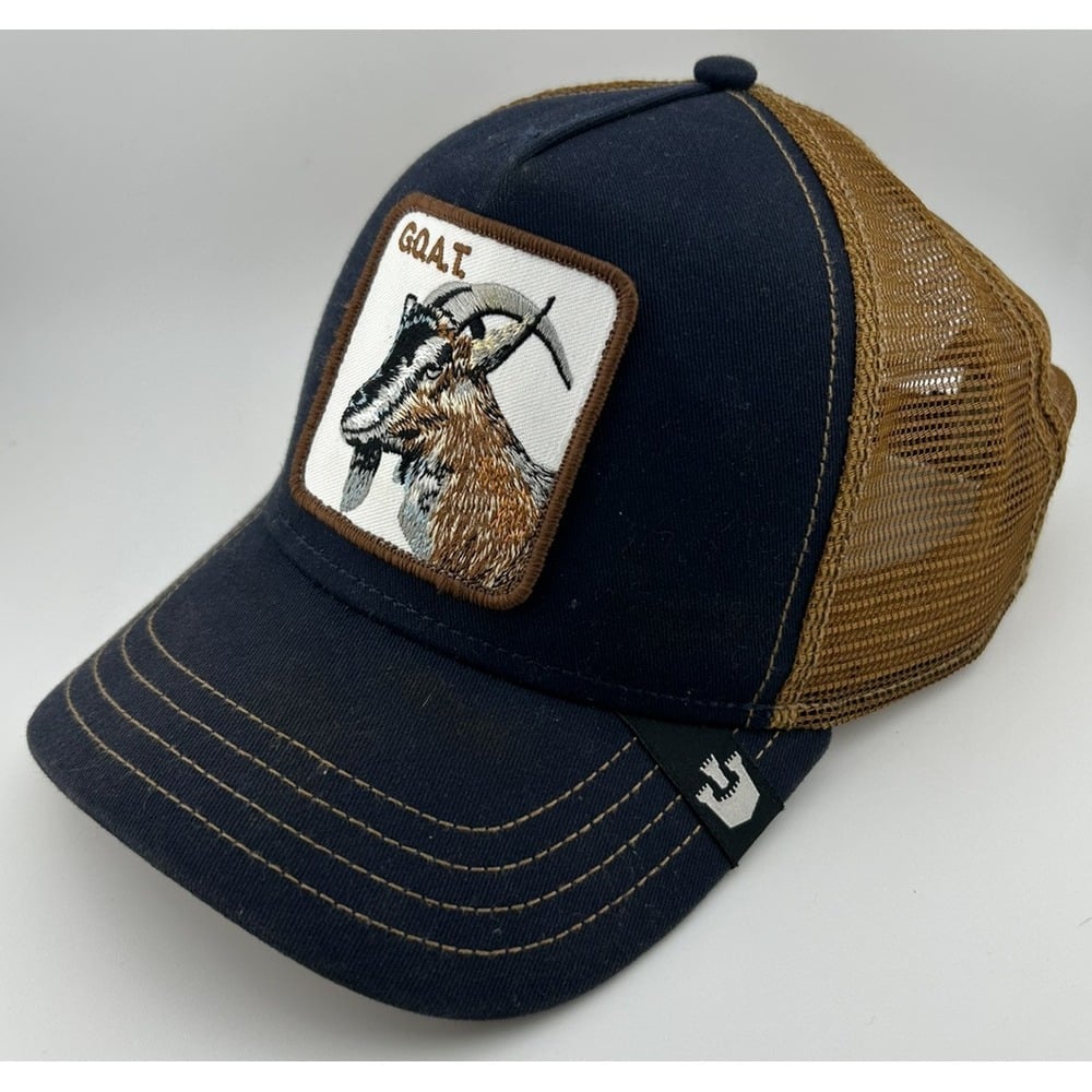 Goorin Bros Animal The Farm Trucker Baseball Snapback Hat Cap G.O.A.T. Blue/Brow