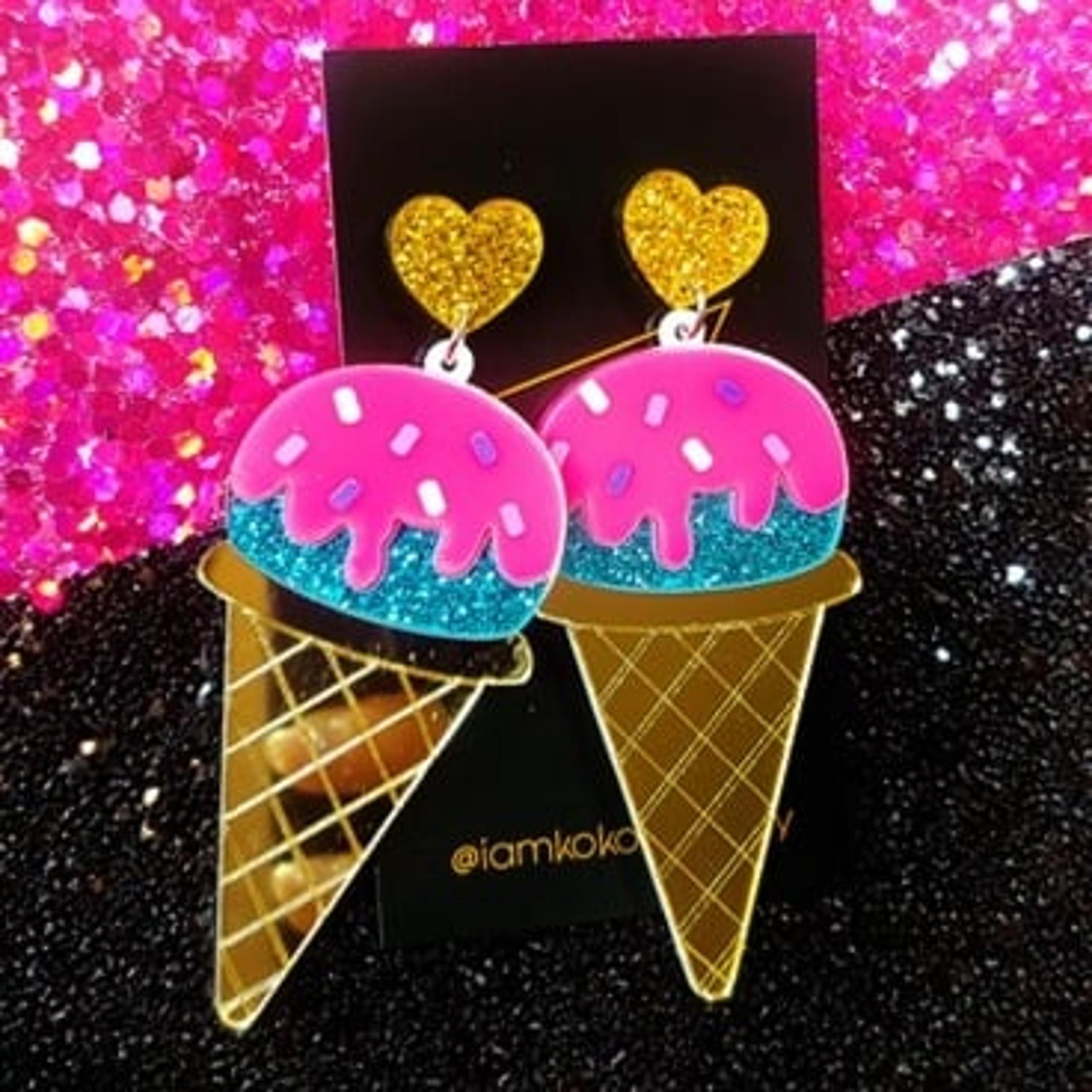 Glitter Ice Cream Acrylic Earrings
