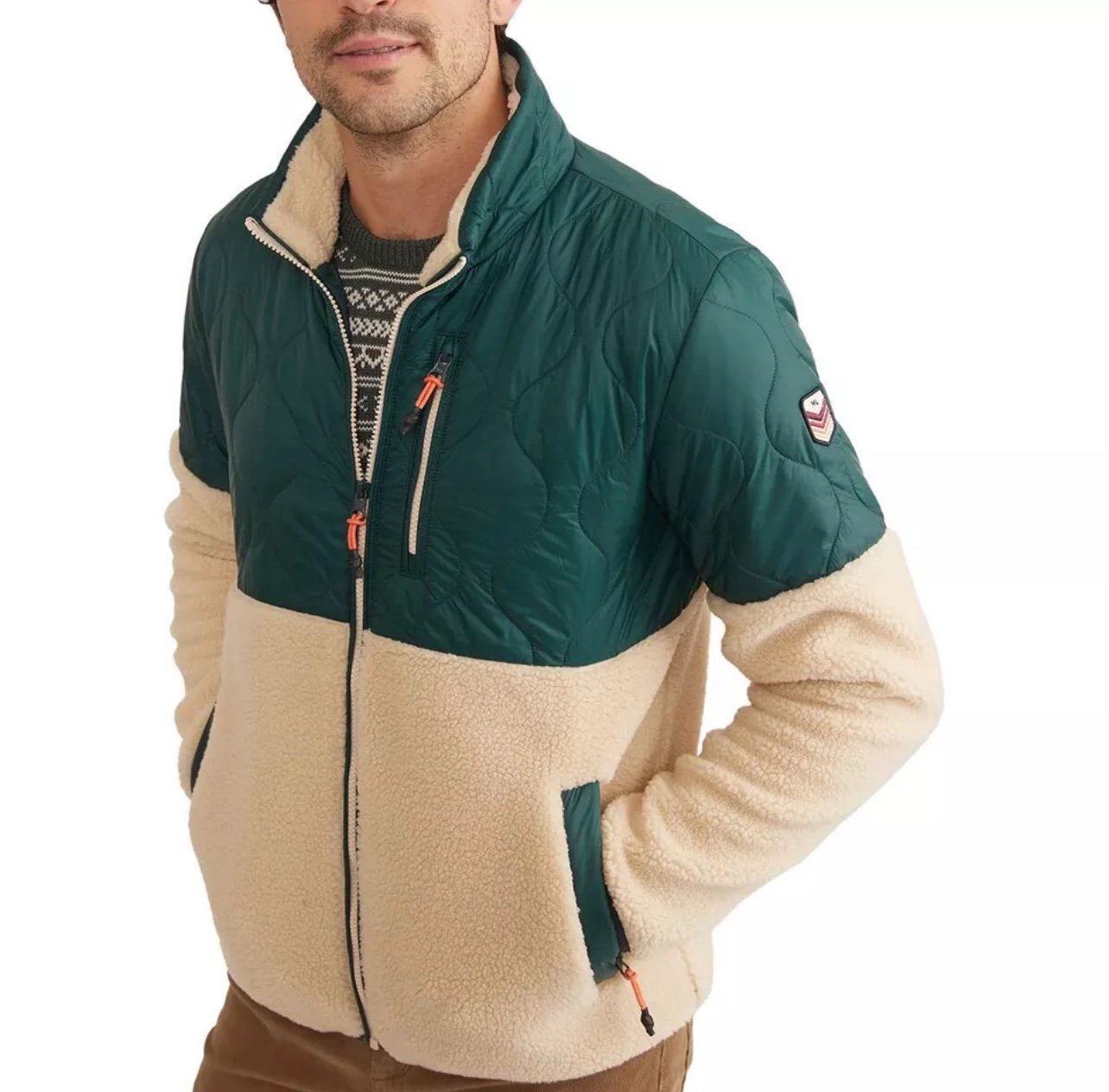 Marine Layer Archive Mixed-Media Sherpa Jacket - Men's size L