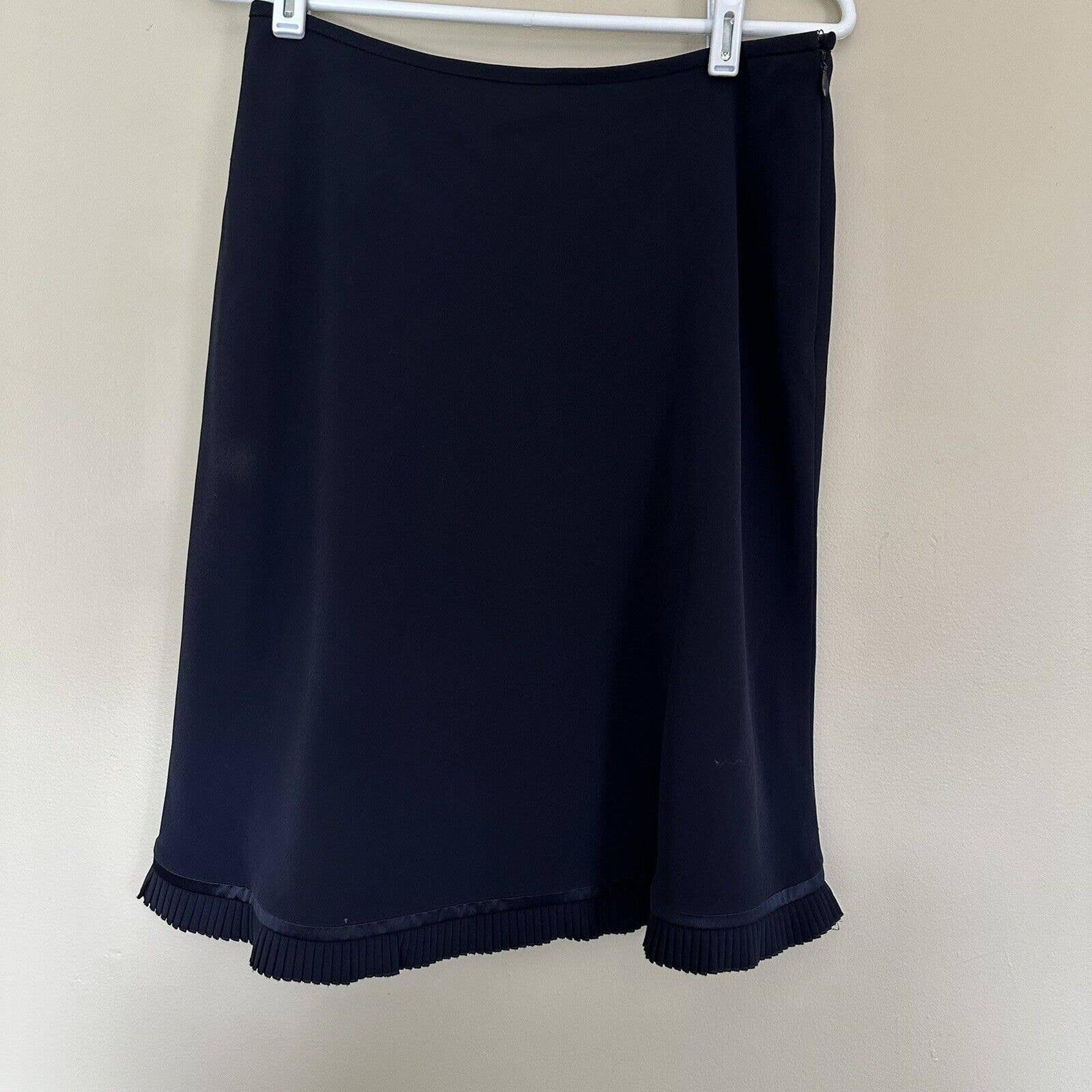 Sz 10P Petite Albert Nipon Black Pencil Skirt Zip Lined