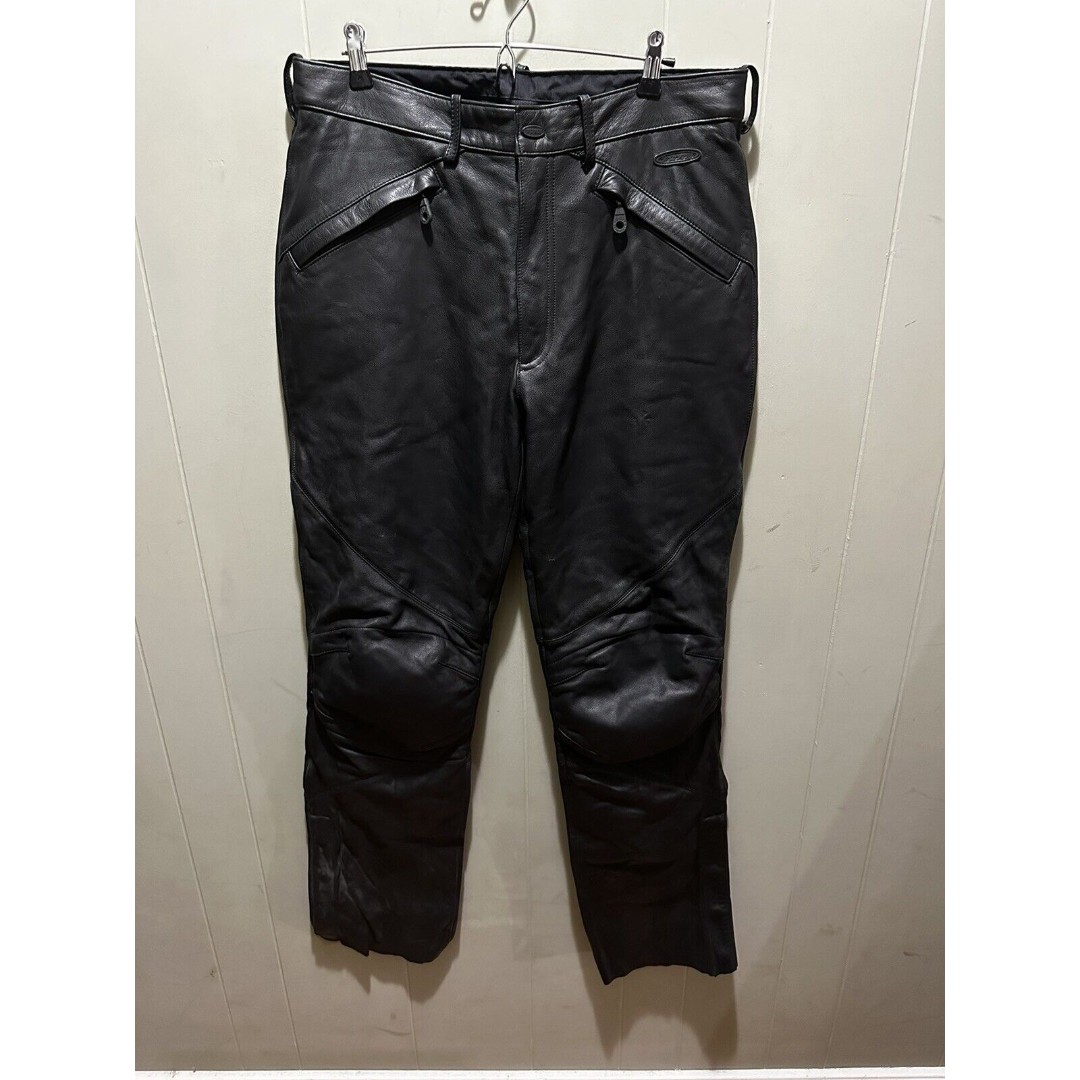 HARLEY-DAVIDSON FXRG BLACK LEATHER MOTORCYCLE RIDING PANTS MENS SZ 34x35 EUC