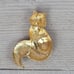Fox Pendant Brooch Green Eyes Enamel Gold Tone Brown Rhinestones Unsigned