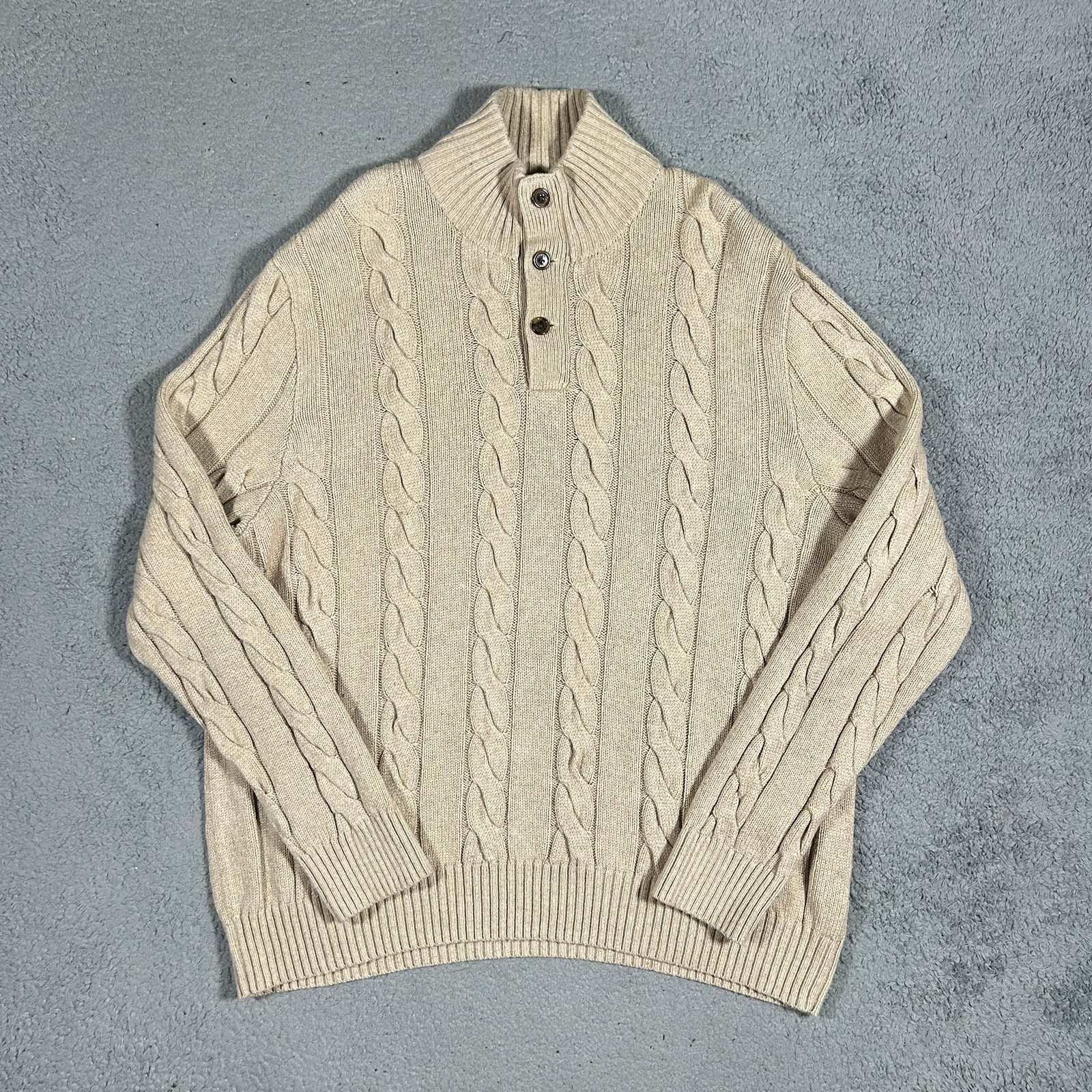 Polo Ralph Lauren Cream Knit Cashmere Silk Sweater Mens 2XL