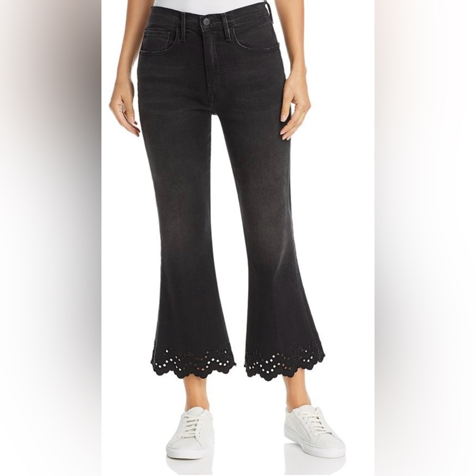 FRAME Eyelet - Hem Cropped Flared Jeans - Lacey - size 28 - F20