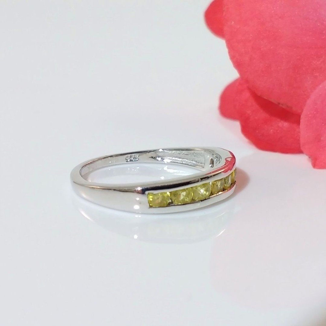 Yellow Sapphire Band Ring Sterling Silver SIZE 8