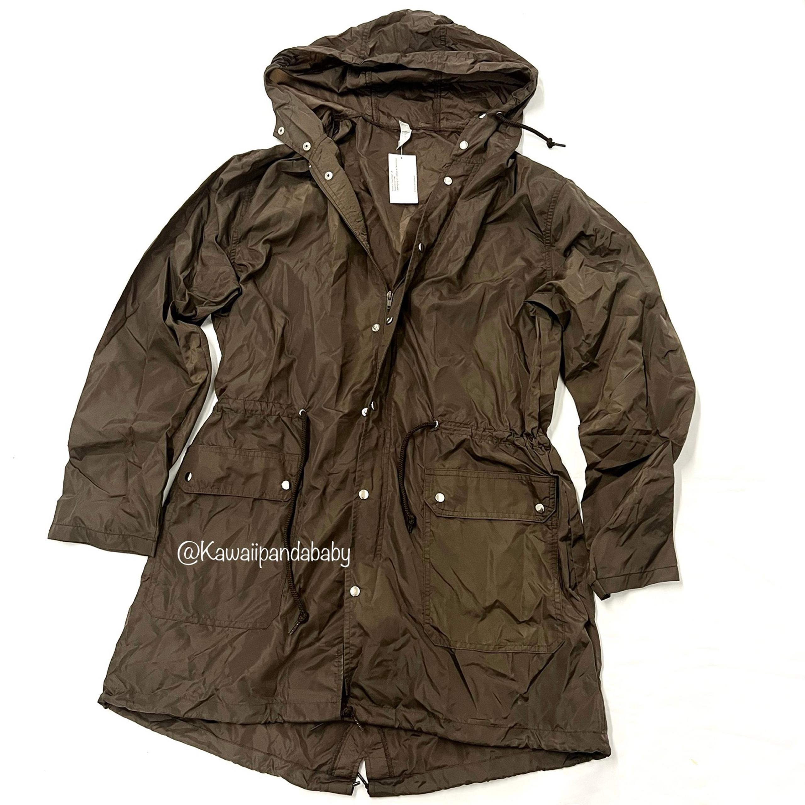 NWT American Apparel Dark Brown Nylon Windbreaker Parka Jacket Women’s Sz L/XL