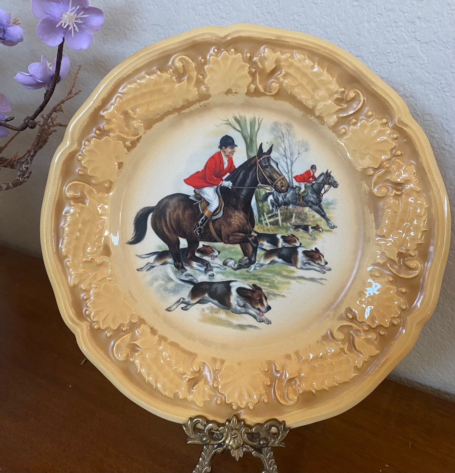CERAMICHE ALFA vtg Polo Equesteian 3 PC Hanging Plates BEAUTIFUL!! 9.75” diam