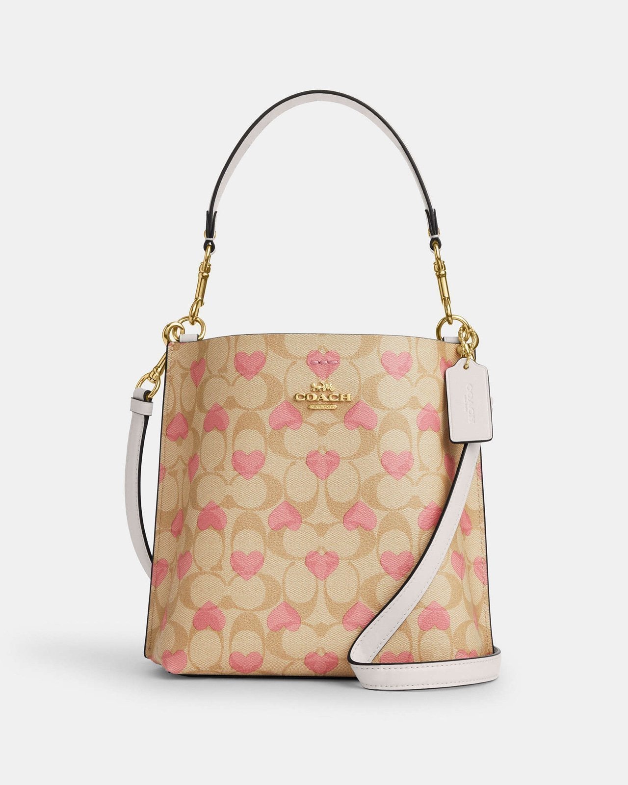 Coach Mollie Bucket Bag 22 In Signature Canvas With Heart Print
