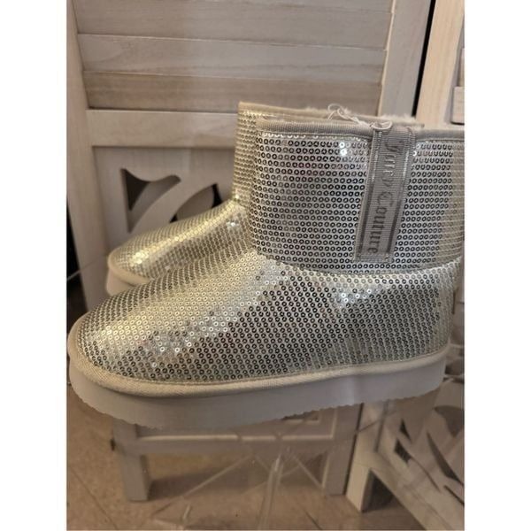 Juicy Couture platino o’clock tan gold sequin bling ugg boots 8.5 nwt