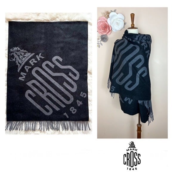 New! MARK CROSS Hanover Large Oversized Wool Fringe Scarf Shawl Wrap