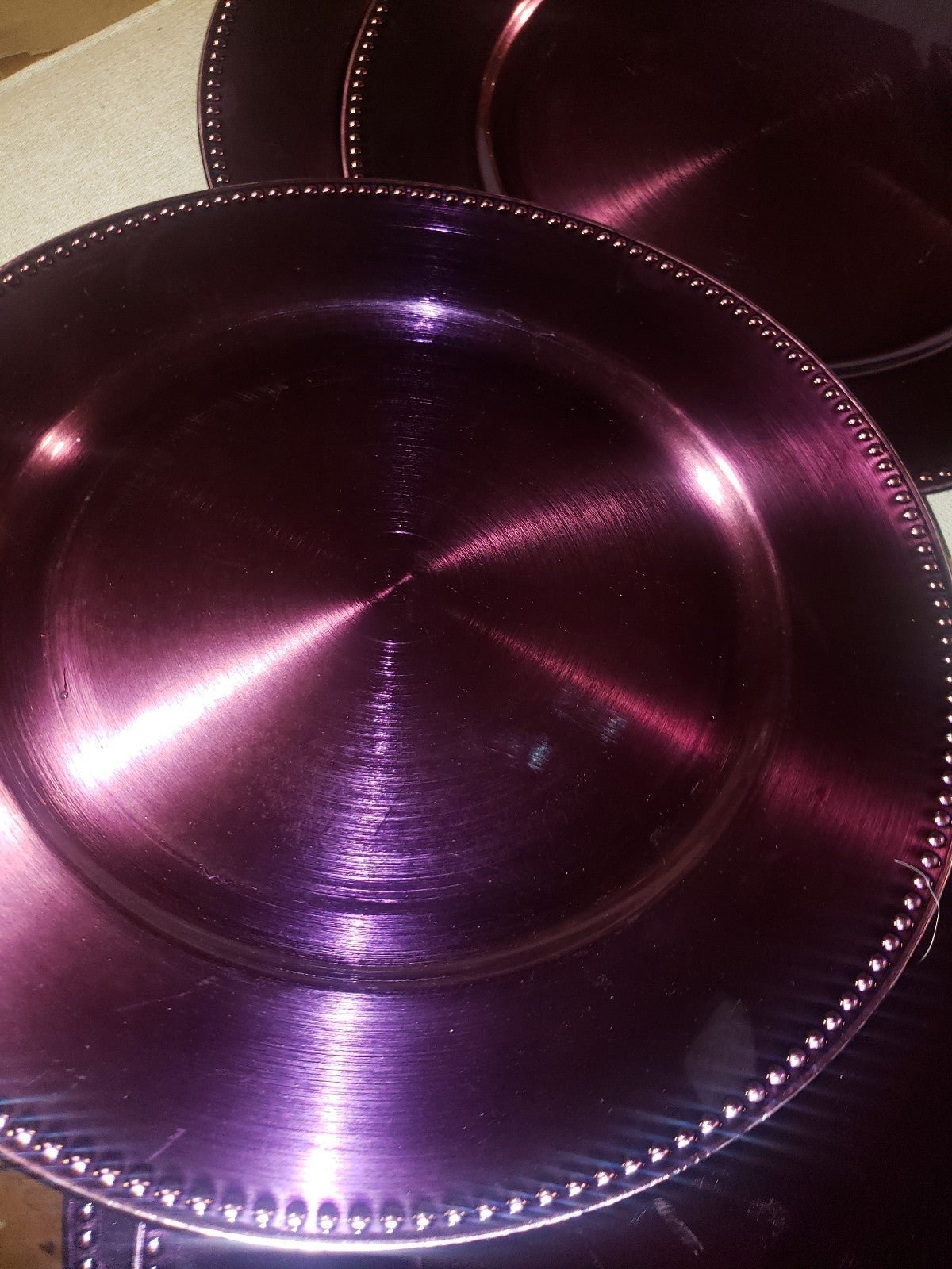 Beautiful Purple Beaded Charger Plates (Set Of 8)