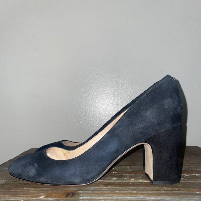 Sam Edelman Black Suede Junie Round Toe Block Heel Pumps Womens' Size 8
