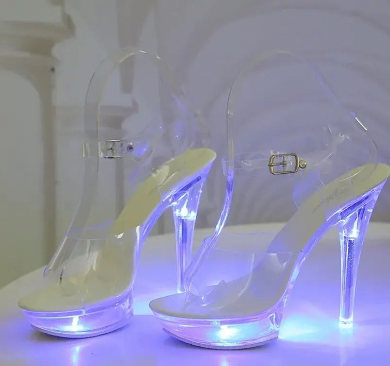 *NEW* Size 9 1/2-10 LED light up 1 platform 5 stiletto (BLUE)