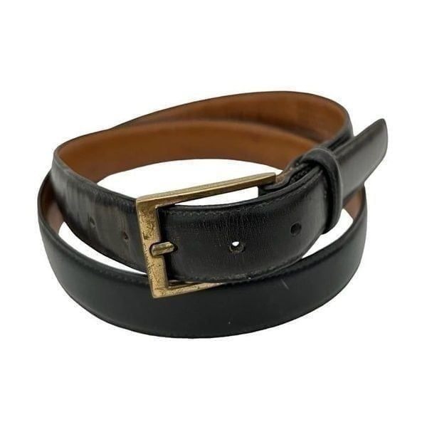 Trafalgar Cortina Leather Belt Black Brass Buckle Bos Indicus Kholmoger 36 USA