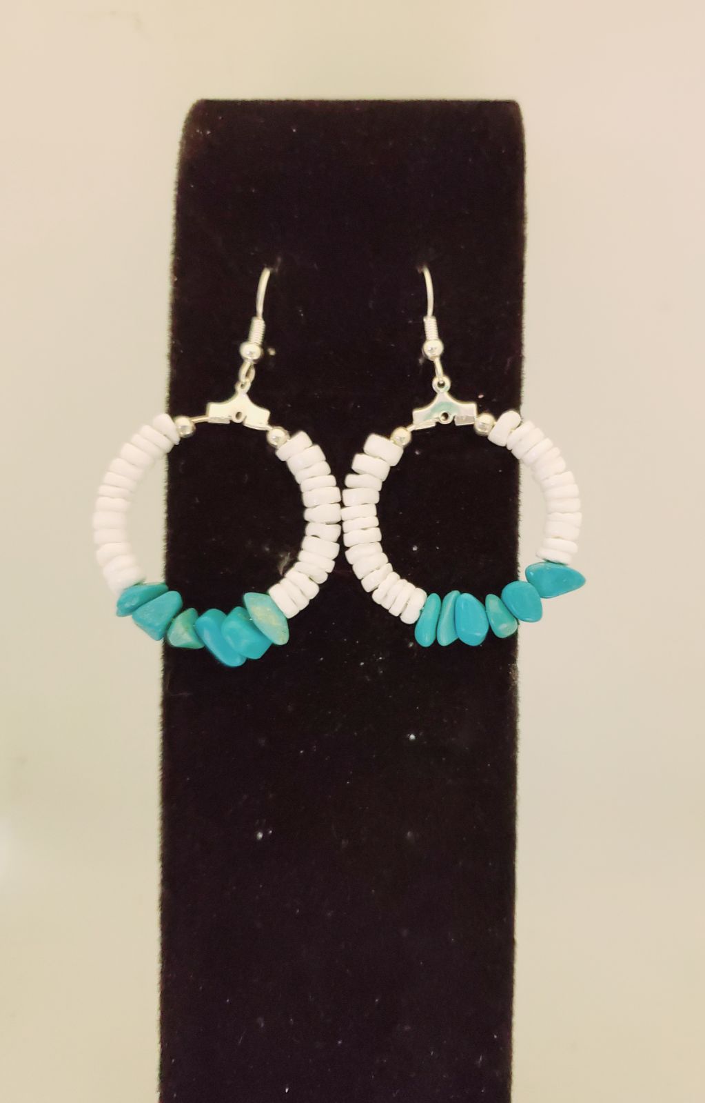 Turquoise and White Bone Earrings