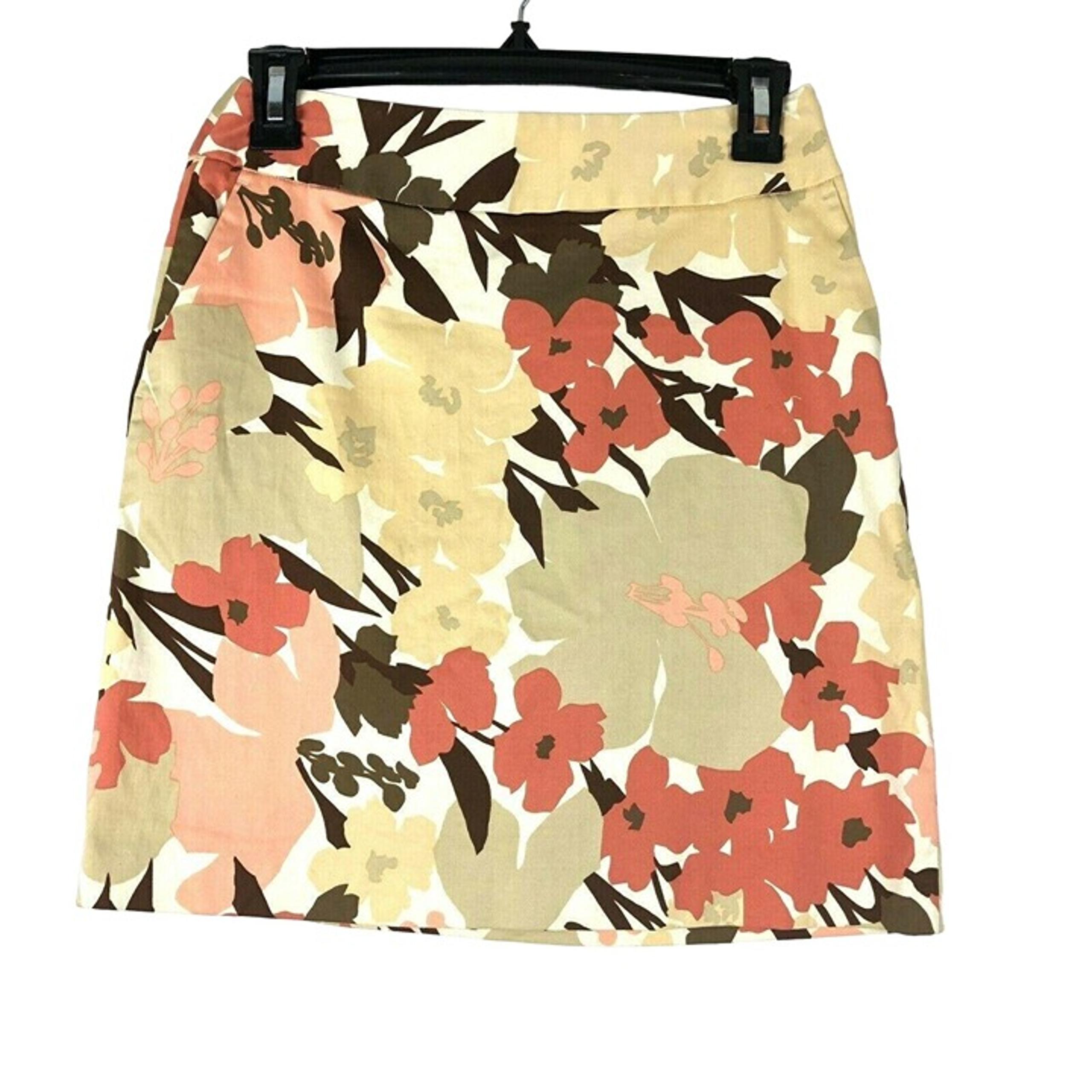 Ann Taylor Loft Womens 2P Floral Skirt Pockets Zipper Stretch Pencil Knee Length