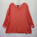 Ali Miles Top Womens 1X Plus Coral Textured Button Accent 3/4 Sleeve Casual Work