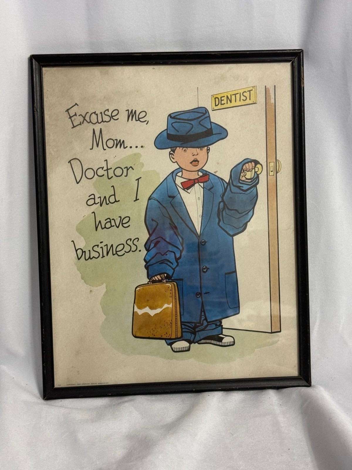 Vintage Framed 1959 American Dental Association Collector Poster-Little Boy