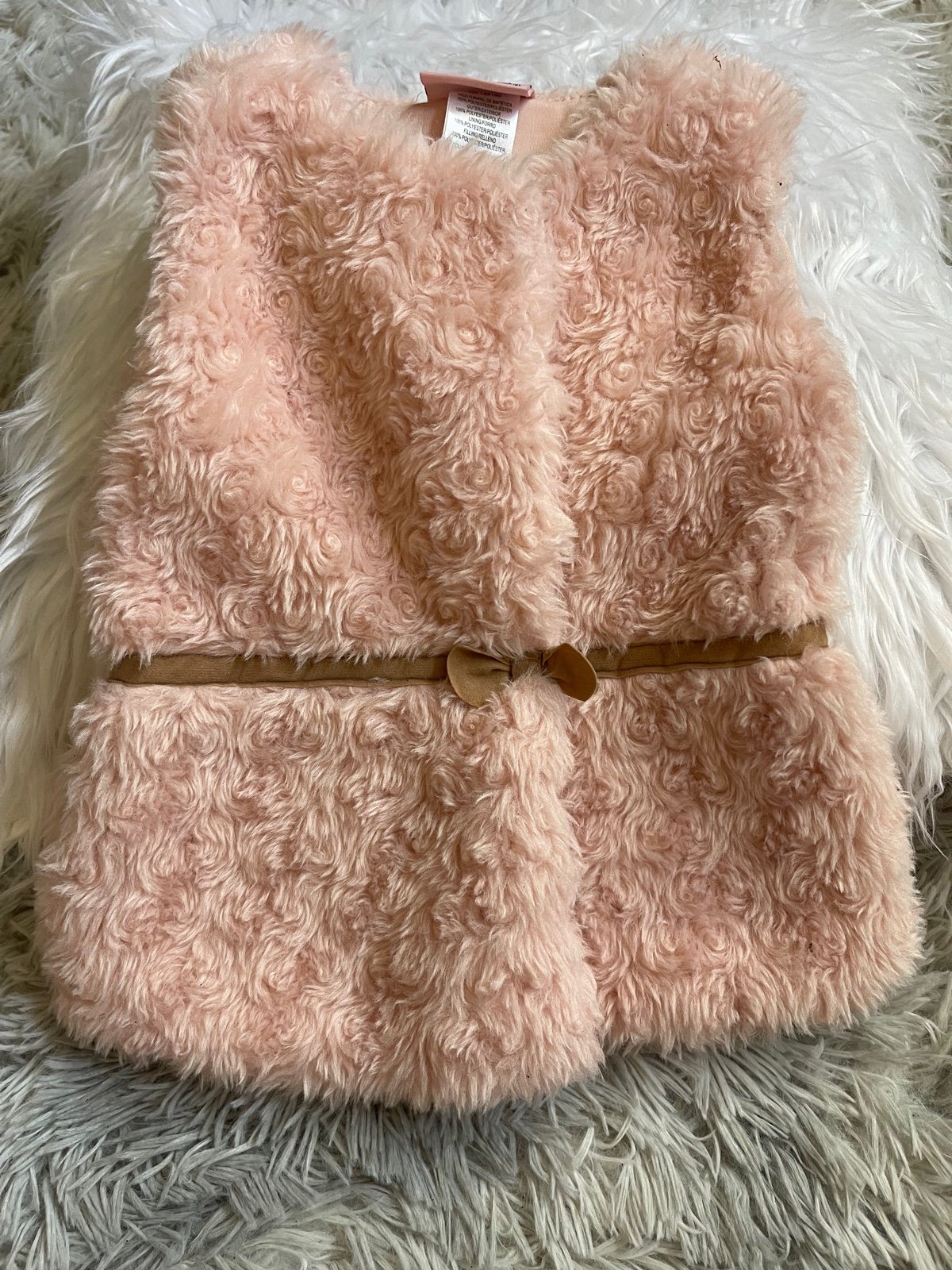 Little Lass Faux Fur flowered Vest