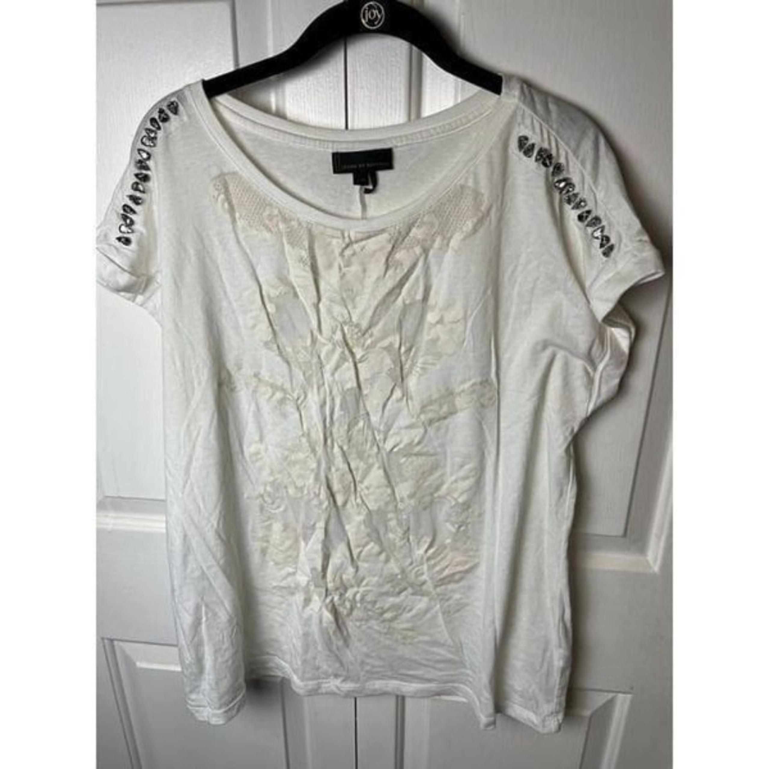 Jean's By Buffalo T-Shirt Top Women XL White Crew Neck Short Sleeve Pullover