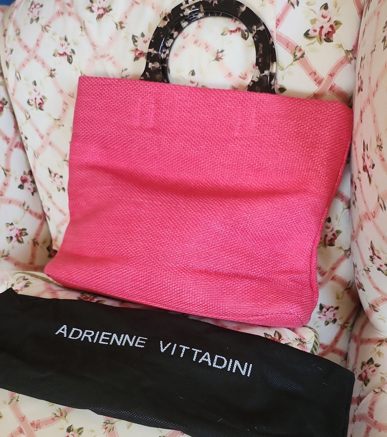 Adrienne Vittadini Pink Satchet with Lucite Handles and Zipper