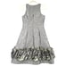 Aidan Mattox Grey Floral Jacquard Pattern Ruffled Hem Sleeveless Dress US 2