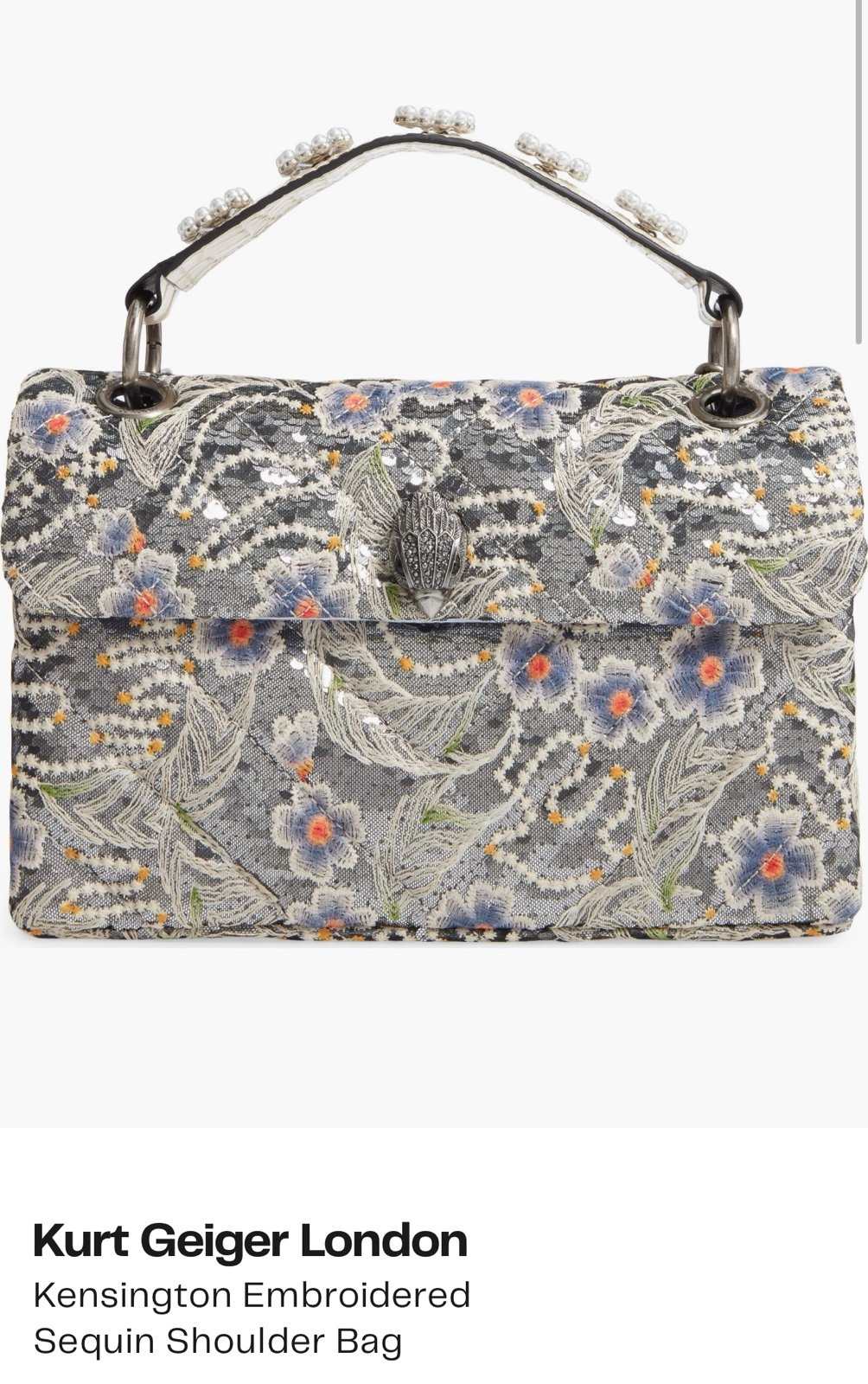 Kurt Geiger London Kensington Embroidered Sequin Shoulder Bag