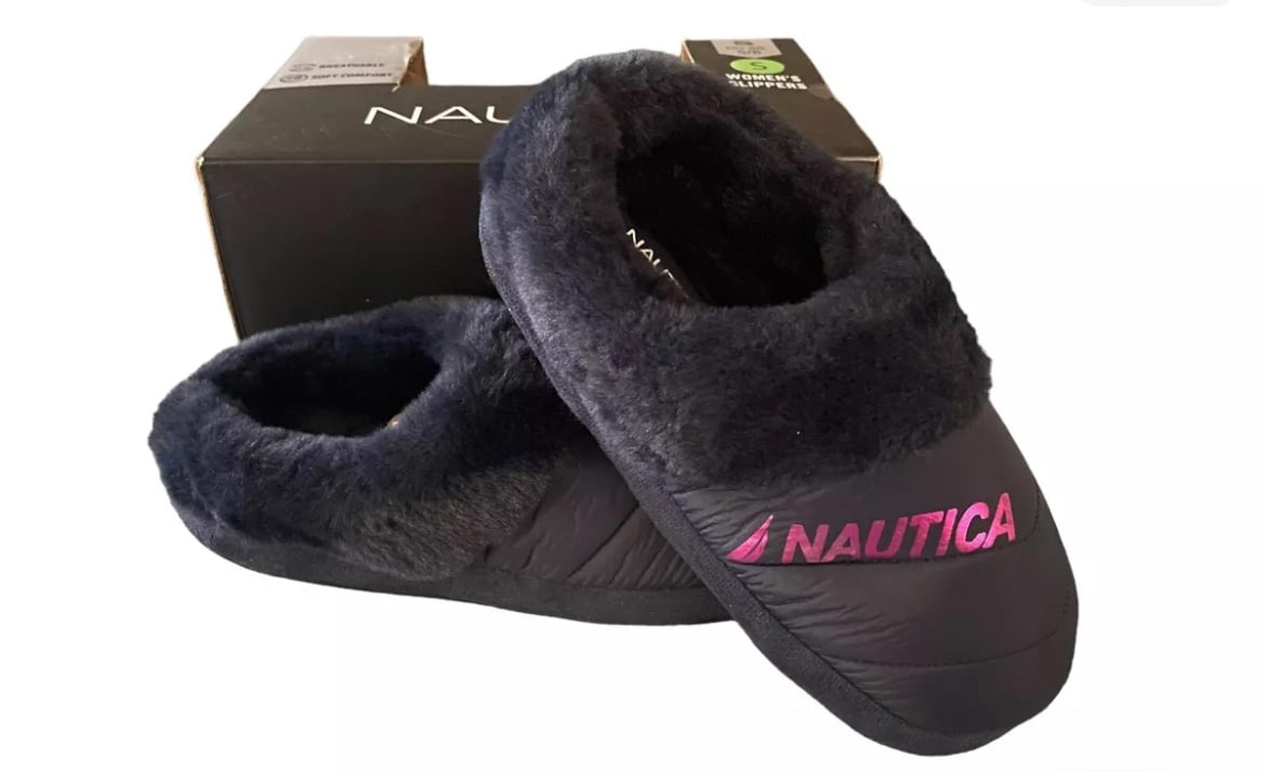 Nautica Women’s Slippers- Breathable Soft Comfort- NavyBlue-Size Small (5-6)