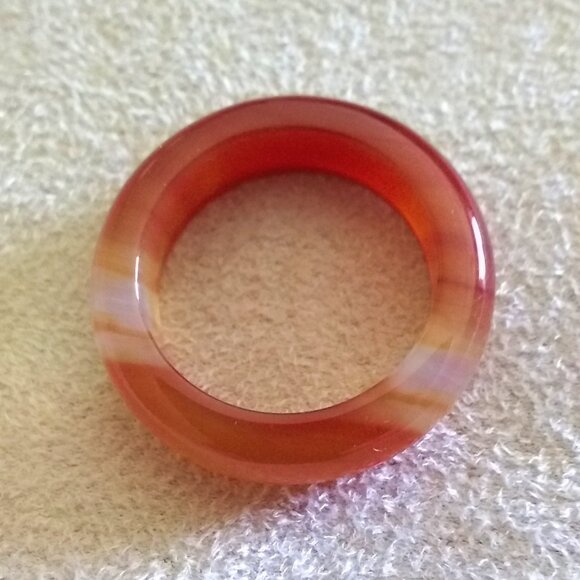 Apricot + Orange Bands ~ Agate Stone Band Size 7 ~ Friendship + Promise Rings