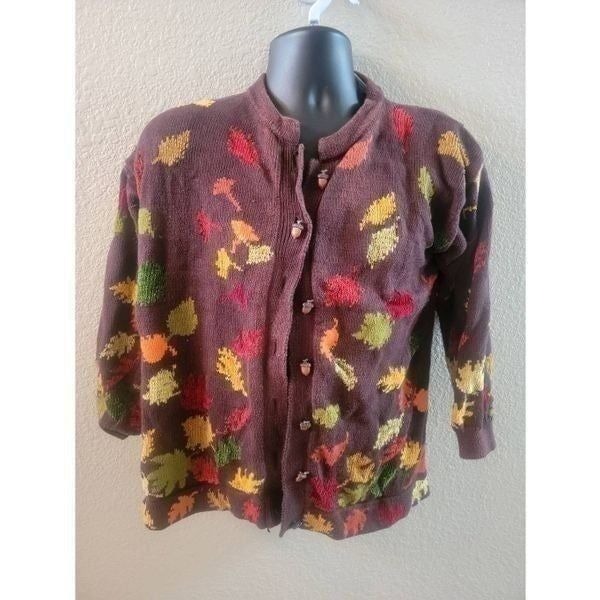 Vintage Christine Foley fall sweater with acorn button size 1