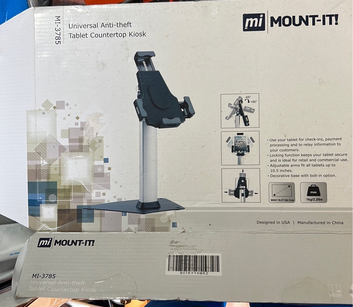 Mount-It! Secure Universal Tablet Kiosk POS - Locking Tablet POS Stand Adjustab