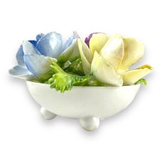 Crown Staffordshire Porcelain Floral Bowl Figurine Pastel Colors England