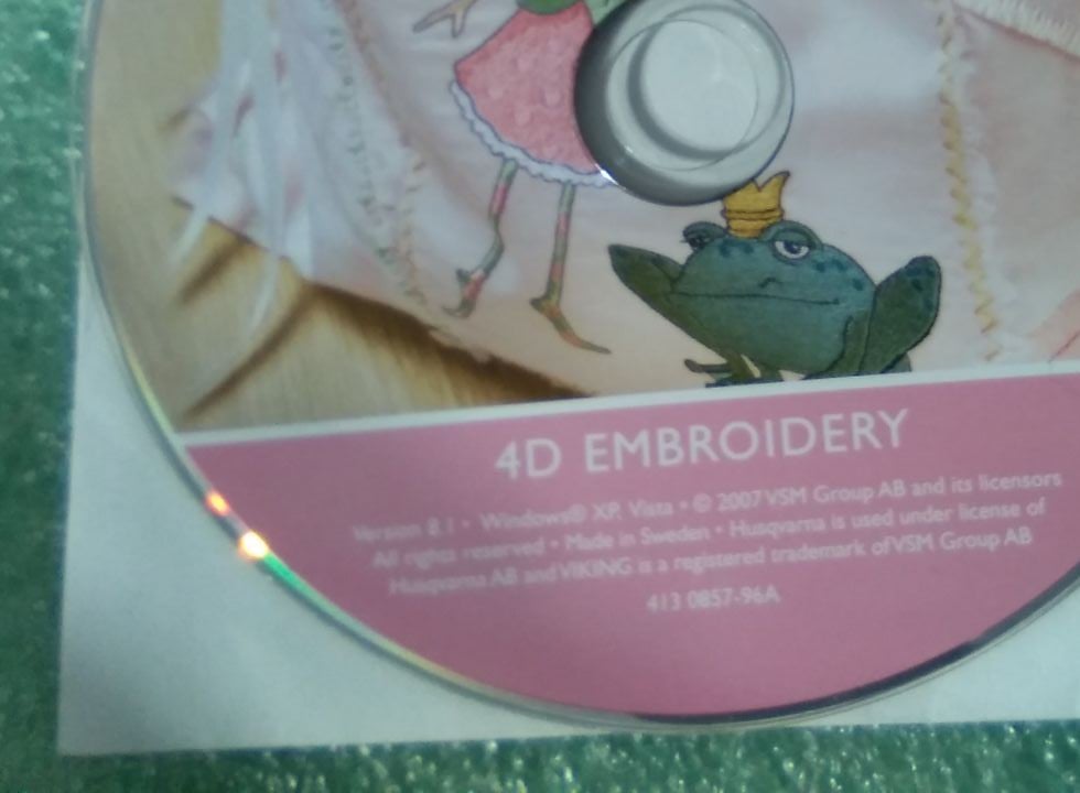 Husqvarna Viking 4D Embroidery CD for WIN 8.1 DOWN TO XP