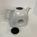 Vintage Mid-Century Modern White Tea Pot with Hole in Center