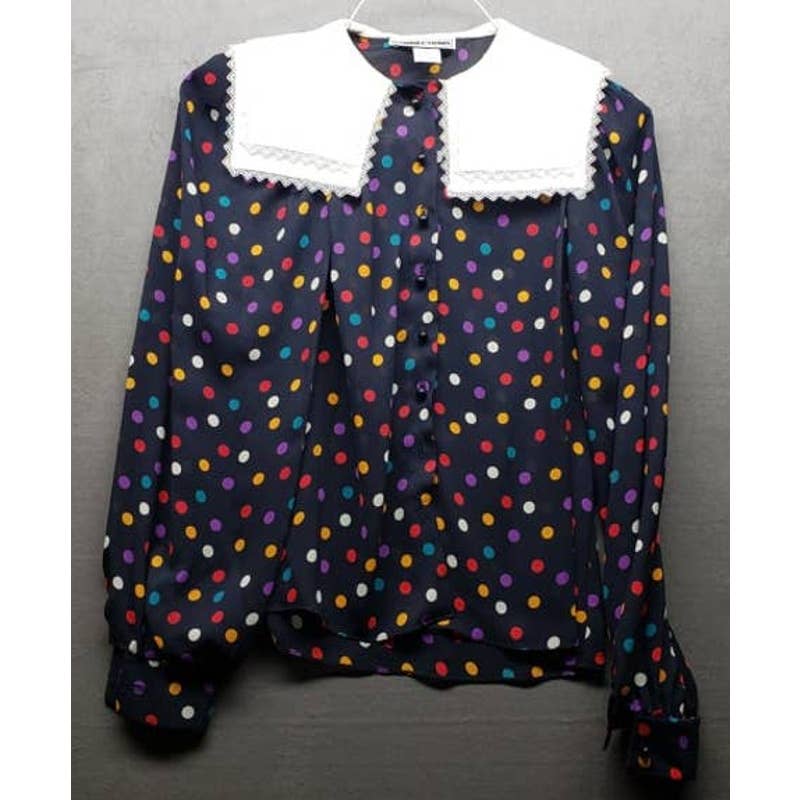 Vintage Connections Suit with Skirt and Blouse Size 4 Polka Dot #48