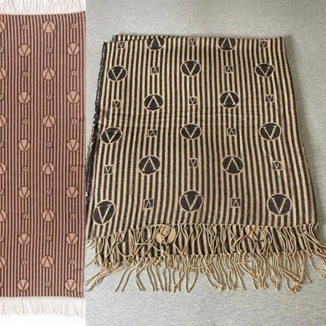 Victoria’s Secret 50” x 60” Toasted Sugar Jacquard Striped Logo Blanket